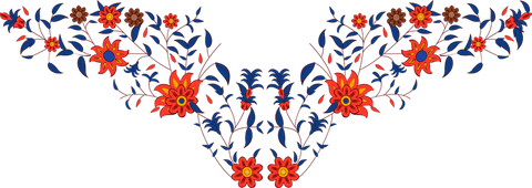 Transparent art nouveau floral border with orange blooms