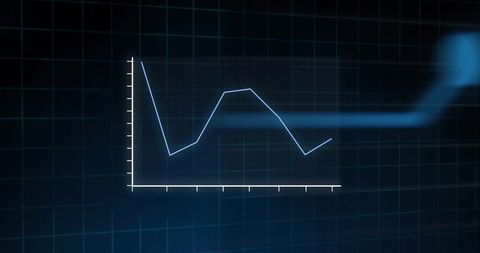 Digital data processing over circuit board with graph illustration