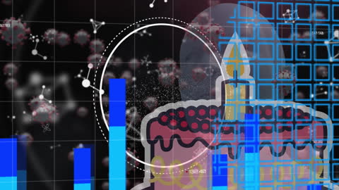 Digital Analytics Overlapping Viral Pandemic Imagery