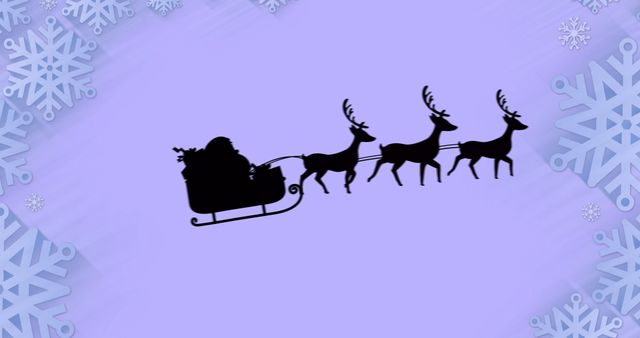 Santa Claus Analog Silhouette with Reindeer on Purple Background - Download Free Stock Images Pikwizard.com