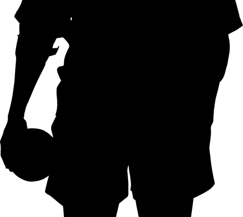 Dynamic handball player silhouette on transparent background