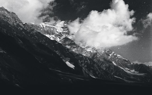 Black and White Mountain Landscape with Dramatic Clouds - Download Free Stock Photos Pikwizard.com