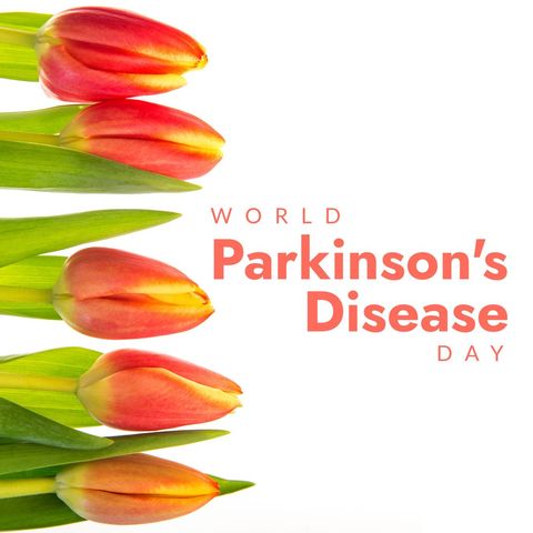 World Parkinson's Day Concept with Colorful Tulips and Text