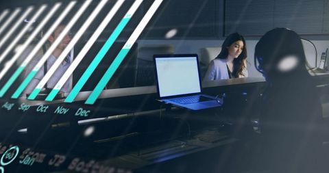 Financial data technology: diverse team collaborates in modern office