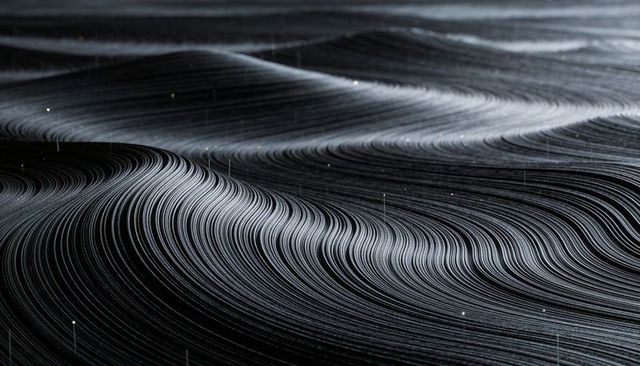 Silvery Parallel Grooves Creating Metallic Wave Ridges with Pinpoint Highlights