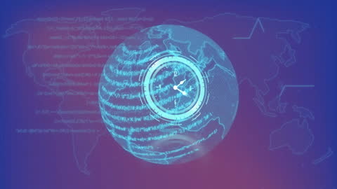 Neon Clock Innovation and Global Business Technology Animation