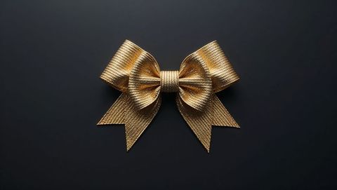 Luxurious Gold Ribbon Bow on Dark Surface for Elegant Decoration