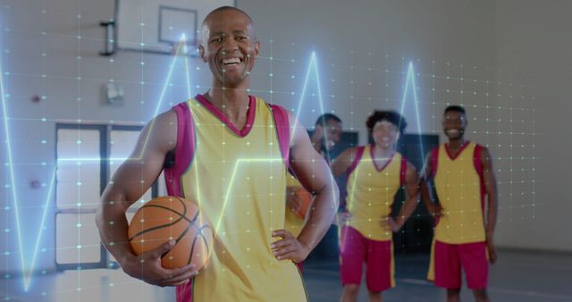 Basketball Players Merging Athletics with Digital Strategy Codes - Download Free Stock Images Pikwizard.com