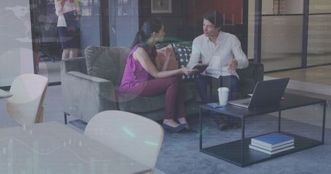 Collaborative Business Discussion with Financial Data Overlay