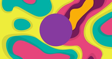 Purple Circle Over Vibrant Neon Retro Pattern