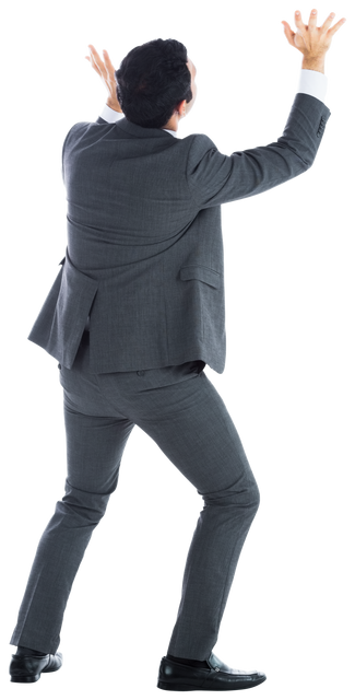 Back View Biracial Businessman Holding Something On Transparent Background (Isolated) - Download Free Stock Videos Pikwizard.com