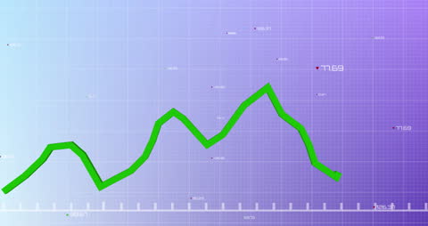 3D Animated Financial Graph with Data Dynamics on Blue Grid