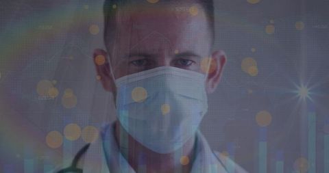 Masked Doctor Facing High-Tech Medical Data Visualization