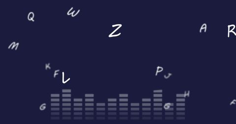 Digital Interface with Letters and Equalizer Visualization