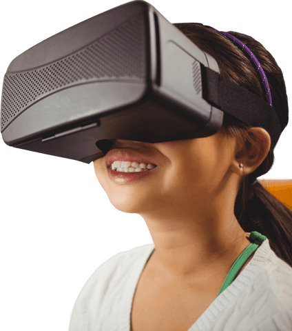 Smiling Translucent Girl Using VR Headset on Transparent Background - Download Free Stock Videos Pikwizard.com