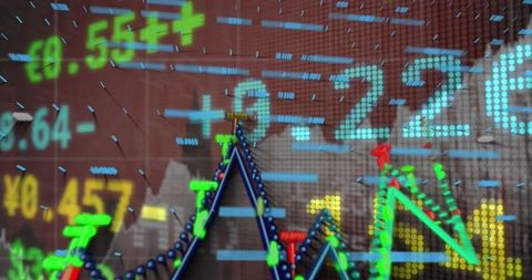 Digital Financial Graphs with Global Market Data Display