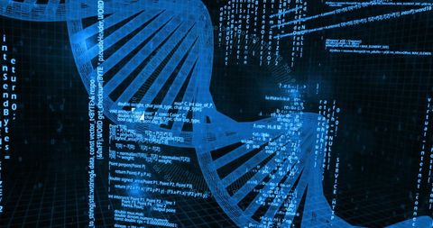 Futuristic DNA Strand with Binary Code Data Streams - Download Free Stock Images Pikwizard.com