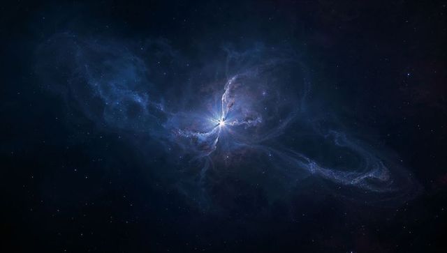 Cosmic Blue Starburst Emitting Nebula Streams and Filamentary Interstellar Glow Starfield