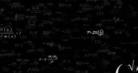 Complex mathematical equations on black background concept