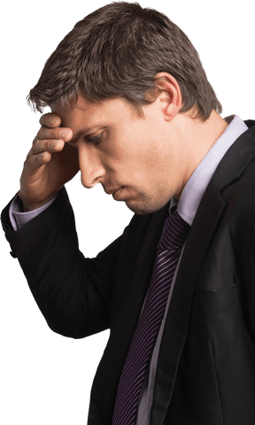 Transparent Stressed Young Businessman Portrait