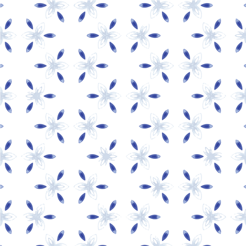 Blue floral pattern seamlessly repeating on transparent background