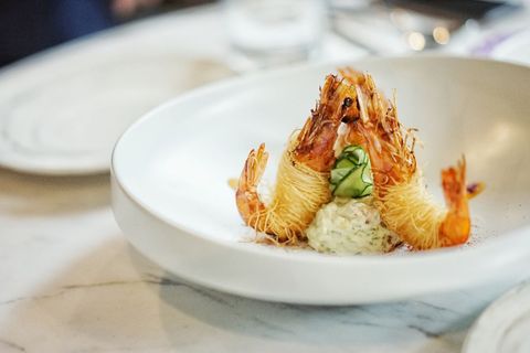 Gourmet Golden Fried Shrimp Dish on Elegant Plate