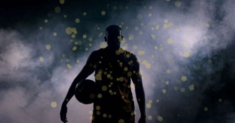 Silhouette of Basketball Player with Surreal Lights