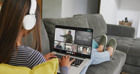 Student Engaged in Online Learning During Video Call