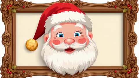 Santa Claus Smiling and Speaking in Ornate Carved Frame, Looping Festive Greeting
