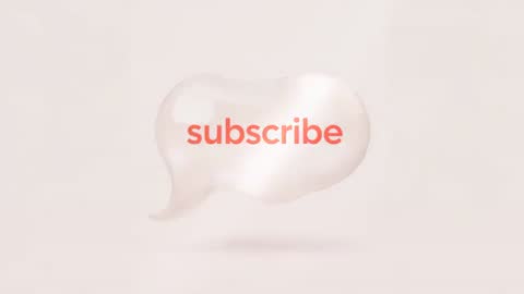 Floating glossy speech bubble featuring subscribe text on soft pink background