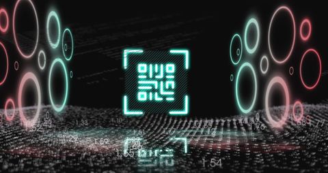 Futuristic QR Code with Digital Wave and Circles - Download Free Stock Images Pikwizard.com