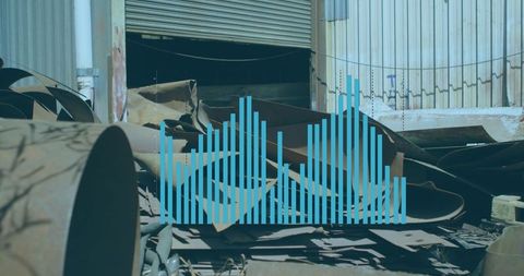 Eco-Friendly Business Growth: Data Graphics Overlapping Scrap Materials