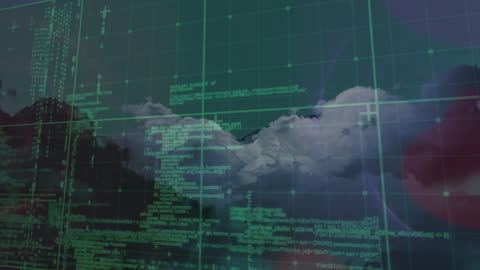 Abstract Digital Interface with Cloud and Data Processing Animation