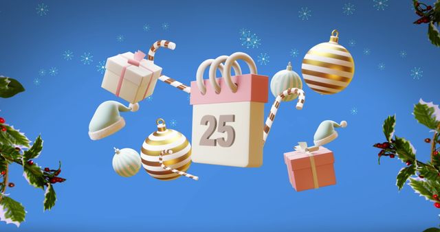 December 25 Christmas Advent Calendar with Festive Decorations Background - Download Free Stock Images Pikwizard.com