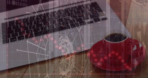 Laptop Displaying Financial Data with Futuristic Network Overlay - Download Free Stock Images Pikwizard.com
