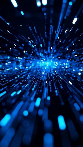 Forming blue light warp core, radiating streaks, glowing particles | Futuristic vertical loop