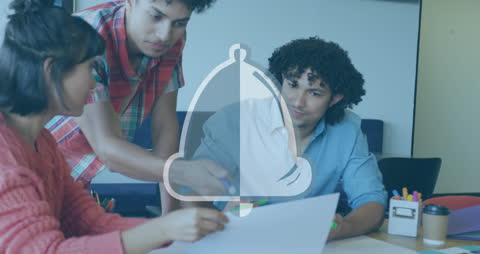 Team Collaboration and Notification Concept in Modern Office