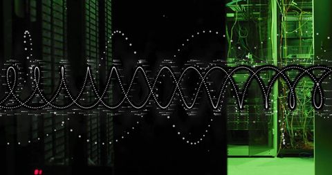 Futuristic Data Wave Over Server Room Technology Concept - Download Free Stock Images Pikwizard.com