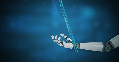 Futuristic Robot Arm with Blue Light Trails - Download Free Stock Images Pikwizard.com