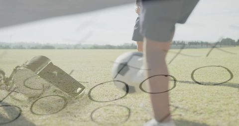 Diverse Schoolboys Enjoying Football Overlaid With Strategic Game Plan