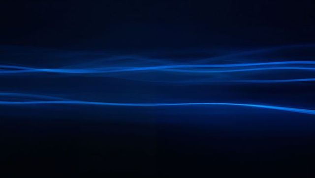 Neon blue wave lines flowing across dark gradient background for tech and digital design