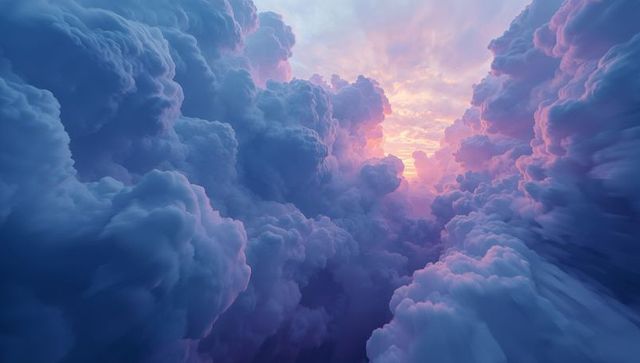 Dramatic sunset clouds with blue and purple hues
