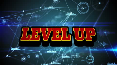Futuristic Level Up Text with Digital Connections