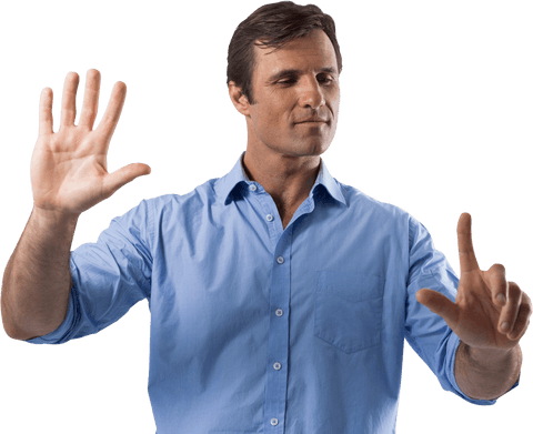Male Executive Interacts with Transparent Virtual Screen - Download Free Stock Videos Pikwizard.com