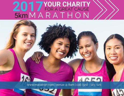 diverse group of runners celebrating charity marathon - Download Free Stock Templates Pikwizard.com