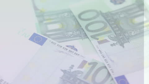 Euro Banknotes Spinning on White Background Animation