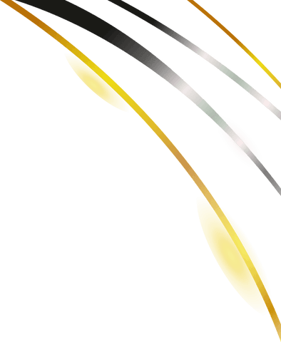 Futuristic gold and silver ribbons on transparent background
