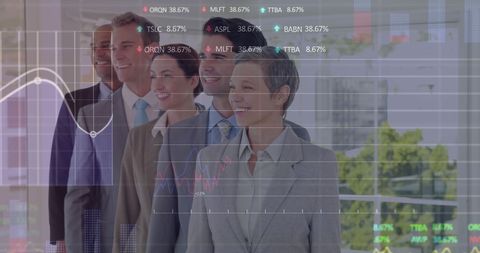 Confident Business Team with Finance Growth Graphs Overlay - Download Free Stock Images Pikwizard.com