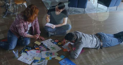 Diverse Team Brainstorming with Data Overlay - Download Free Stock Images Pikwizard.com