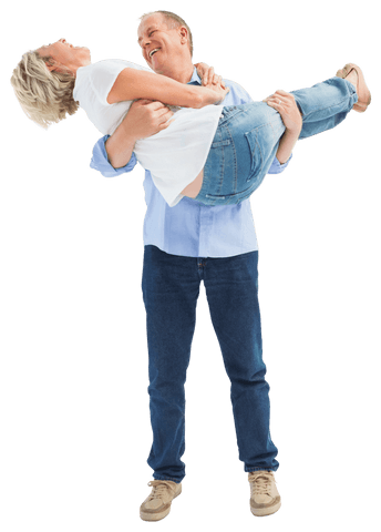 Mature Couple Displaying Joyful Transparent Moment